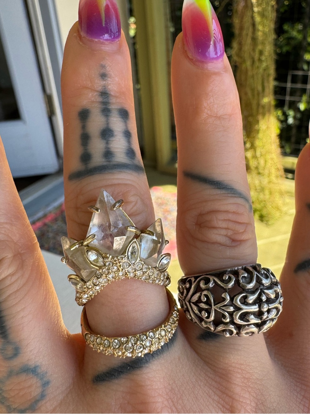 Gold Crystal Crown Statement Ring - Picture 2 of 7